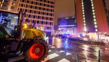 Farmers protest outside EU headquarters in Brussels (Olivier Matthys/EPA-EFE/Shutterstock)