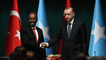 Somali President Hassan Sheikh Mohamud and Turkish President Recep Tayyip Erdogan meet in Ankara, July 6, 2022 (Chine Nouvelle/SIPA/Shutterstock)