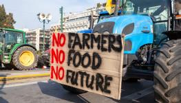 Farmers' tractors park in Syntagma square for protest rally in front of parliament, Athens, February 21 (yiannisscheidt/Shutterstock)