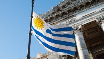 The Uruguayan flag outside the Congress building (Shutterstock)