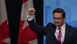 Pierre Poilievre seen in Edmonton while campaigning for the Conservative party leadership, May 11, 2022 (Artur Widak/NurPhoto/Shutterstock)