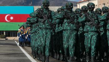 Azerbaijani armed forces hold a military parade, November 2023 (Stringer/EPA-EFE/Shutterstock)
