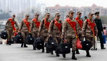 New soldiers going to their barracks in Liuzhou, Guangxi region (Costfoto/NurPhoto/Shutterstock)