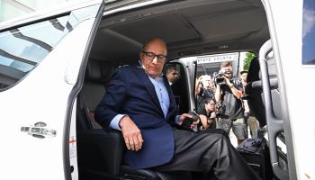 Former Transport Minister S Iswaran leaving the State Courts on March 25 (Xinhua/Shutterstock)