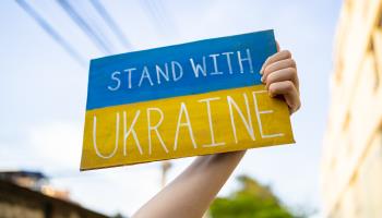 Ukraine supporters at a public rally (Shutterstock)