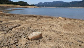 Low water levels at the San Rafael reservoir, April (Carlos Ortega/EPA-EFE/Shutterstock)