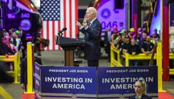 President Joe Biden outlines his investment strategy at a speech in Delaware, November 6, 2023 (Shutterstock)