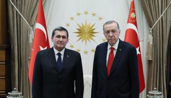 Turkish President Recep Tayyip Erdogan meets Turkmenistan Deputy Prime Minister Rashid Meredov, Ankara, November 2022 (APAImages/Shutterstock)
