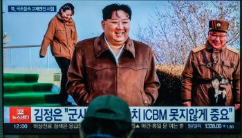 North Korean leader Kim Jong-un overseeing a hypersonic missile test (Kim Jae-Hwan/SOPA Images/Shutterstock)