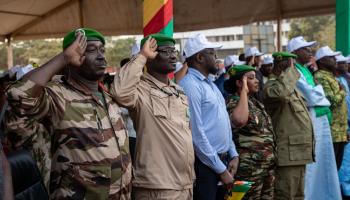 Military officers and officials attend a rally in support of the Alliance of Sahel States (AES) in Bamako, Mali, February 2024 (HADAMA DIAKITE/EPA-EFE/Shutterstock)