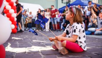 A girl in Poland attending a celebration to mark the 20th anniversary of the country’s accession to the EU (Beata Zawrzel/NurPhoto/Shutterstock)