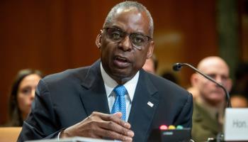US Defense Secretary Lloyd Austin testifying on the FY2025 defence budget request before the Senate Appropriations Committee, May 8, 2024 (Shutterstock)