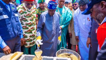 Nigerian President Bola Tinubu at a groundbreaking ceremony for an Abuja power station, August 2023 (Xinhua/Shutterstock)
