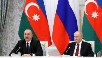 Azerbaijan's President Aliyev meets President Vladimir Putin in Moscow, April 2024 (Gavriil Grigorov/Sputnik/Kremlin Pool/EPA-EFE/Shutterstock)