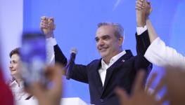 Abinader celebrates his re-election, Santo Domingo, May 19, 2024 (Orlando Barria/EPA-EFE/Shutterstock)