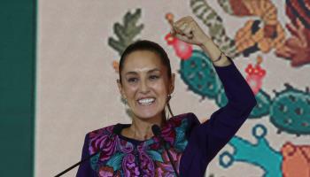Sheinbaum offers a press conference to announce her election win, Mexico City, June 3 (Jose Luis Torales/Eyepix Group/Shutterstock)