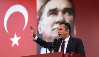 Leader of the Republican People’s Party (CHP) Ozgur Ozel during a rally in support of teachers’ rights (Erdem Sahin/EPA-EFE/Shutterstock)
