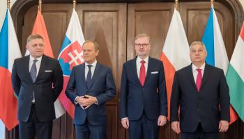 Leaders of the Visegrad Four at a summit in Prague, February 2024 (Tomas Tkacik/SOPA Images/Shutterstock)

