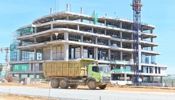 A building under construction in Nusantara, the planned capital city, in February (Edi Ismail/NurPhoto/Shutterstock)