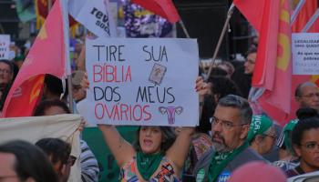 A protest in Sao Paulo yesterday against the abortion bill (Dario Oliveira/ZUMA Press Wire/Shutterstock)