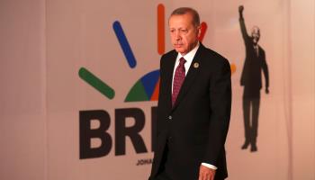 President Recep Tayyip Erdogan attending the BRICS summit in Johannesburg, July 27, 2018 (Mike Hutchings/Pool/EPA-EFE/Shutterstock)