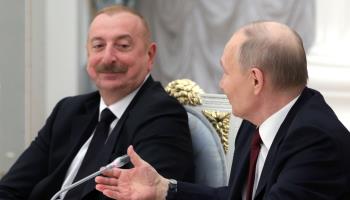Azerbaijan's President Aliyev meets Vladimir Putin in Moscow, April 2024 (GAVRIIL GRIGOROV/SPUTNIK/KREMLIN POOL/EPA-EFE/Shutterstock)