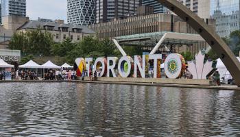 The Toronto sign at Nathan Phillips Square in downtown Toronto, July 6, 2024 (Creative Touch Imaging Ltd/NurPhoto/Shutterstock)