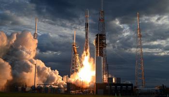 Launch of the SpaceX Falcon 9 rocket carrying the Turksat 6A satellite from Cape Canaveral Space Force Station in Florida, July 8, 2024 (Joe Marino/UPI/Shutterstock)