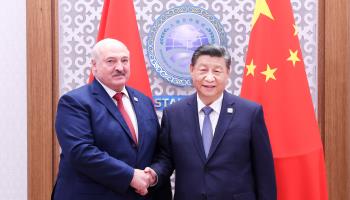 Chinese President Xi Jinping meets with Belarusian President Alexander Lukashenko in Astana, Kazakhstan, July 2024 (Xinhua/Shutterstock)