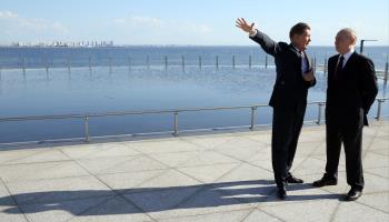 Russian President Vladimir Putin (R) talks to Gazprom Chairman Alexei Miller, June 2024 (KONSTANTIN ZAVRAZHIN/SPUTNIK/KREMLIN POOL/EPA-EFE/Shutterstock)