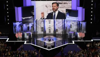 Senator JD Vance accepts the Republican nomination for vice president, Milwaukee, July 17, 2024 (Pat A Robinson/ZUMA Press Wire/Shutterstock)