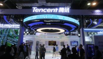 Tencent booth at the World AI Conference in Shanghai (Costfoto/NurPhoto/Shutterstock)