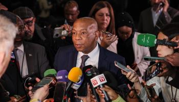 Electricity Minister Kgosientsho Ramokgopa speaks to the press, August 23, 2023. (Jemal Countess/UPI/Shutterstock)