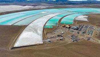 Aerial view of lithium fields or evaporation ponds in the highlands of northern Argentina. (Shutterstock)