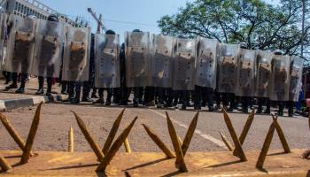 Security forces block off parliament ahead of a planned protest, July 23, 2024 (Isaac Kasamani/EPA-EFE/Shutterstock)