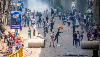 Disorder during the anti-quota protests last week (Monirul Alam/EPA-EFE/Shutterstock)

