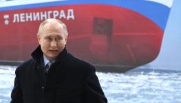 Russian President Vladimir Putin attends a ceremony to start construction of the nuclear icebreaker Leningrad, June 2024 (PAVEL BEDNYAKOV/SPUTNIK/KREMLIN POOL/EPA-EFE/Shutterstock)