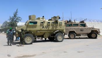 AU peacekeepers man a security cordon in Mogadishu, May 15, 2022 (SAID YUSUF WARSAME/EPA-EFE/Shutterstock)