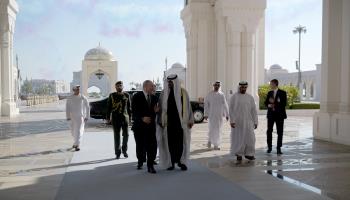 Russian President Vladimir Putin and President of the United Arab Emirates Mohammed bin Zayed Al Nahyan, Abu Dhabi, December 6, 2023 (Alexei Nikolsky/SPUTNIK/KREMLIN POOL/EPA-EFE/Shutterstock)