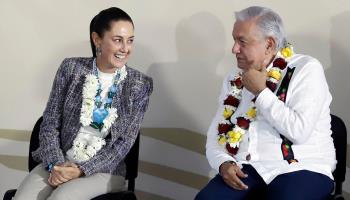 President Andres Manuel Lopez Obrador and President-elect Claudia Sheinbaum (Hilda Rios/EPA-EFE/Shutterstock)