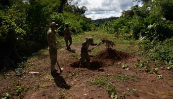 Armed forces team destroying a clandestine air strip in the VRAEM (Sebastian Montalvo Gray/EPA-EFE/Shutterstock)