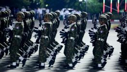 Soldiers marching during the annual Armed Forces Day parade in March (Xinhua/Shutterstock)