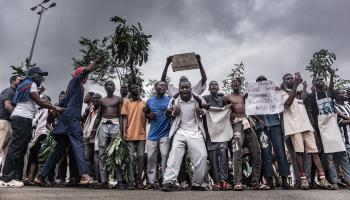 Demonstrators gather in Abuja on August 1 for the #Endbadgovernance protests (Oke Oluwasegun Moses/Shutterstock)