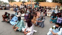 Supporters of the Baloch Yakjehti Committee taking part in a sit-in in Quetta towards the end of July (Fayyaz Ahmed/EPA-EFE/Shutterstock)