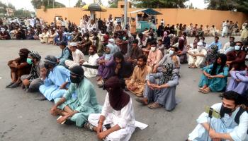 Supporters of the Baloch Yakjehti Committee taking part in a sit-in in Quetta towards the end of July (Fayyaz Ahmed/EPA-EFE/Shutterstock)