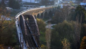 A railway bridge in the North Macedonian town of Veles (Georgi Licovski/EPA/Shutterstock)
