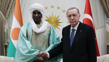 Turkish President Recep Tayyip Erdogan with Prime Minister of Niger Ali Lamine Zeine in Ankara, February 2024 (APAImages/Shutterstock)