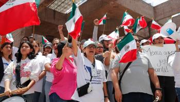 Judiciary workers protest against the government’s proposed judicial reform. Mexico City, August 21, 2024 (Mario Guzman/EPA-EFE/Shutterstock)