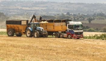 A farmer loads freshly harvested wheat into a truck for export, Nakuru, Kenya, September 21, 2023 (James Wakibia/SOPA Images/Shutterstock)