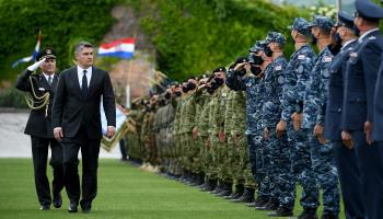 President Zoran Milanovic inspecting the Croatian Armed Forces during the 30th anniversary of their establishment, May 2021 (Xinhua/Shutterstock)